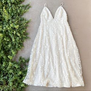 Lulu's White Floral Lace Midi Dress